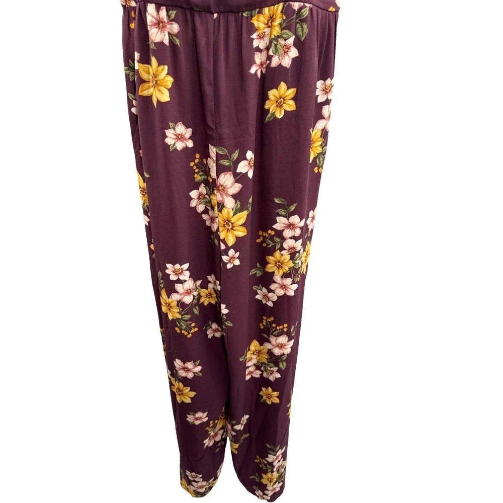 Xhilaration Floral‎ Wide Leg Romper Jumpsuit Square Neck Women's Size XL